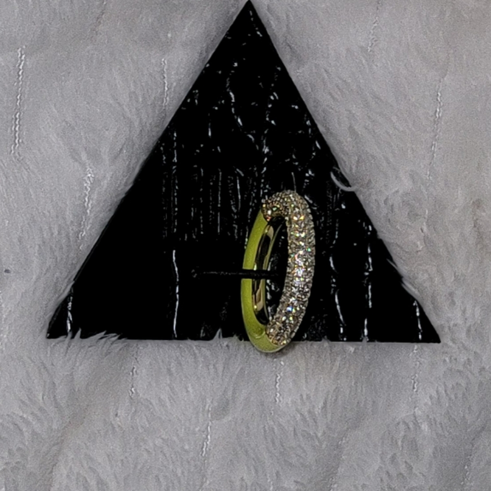 Luv AJ Pave Amafili Neon Yellow Ring Sz 8 - Picture 2 of 7